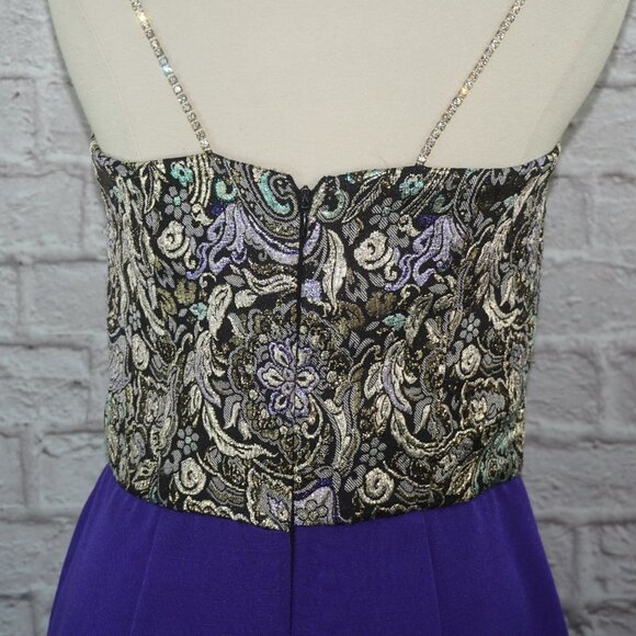 Vintage 70s Brocade Rhinestone Dress - Picture 9 of 13